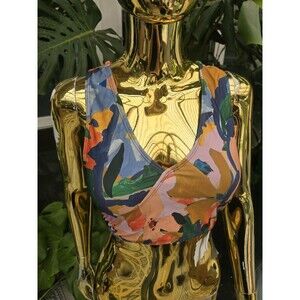 Nani Swimwear Floral Switch V Crop Swim Top Size S